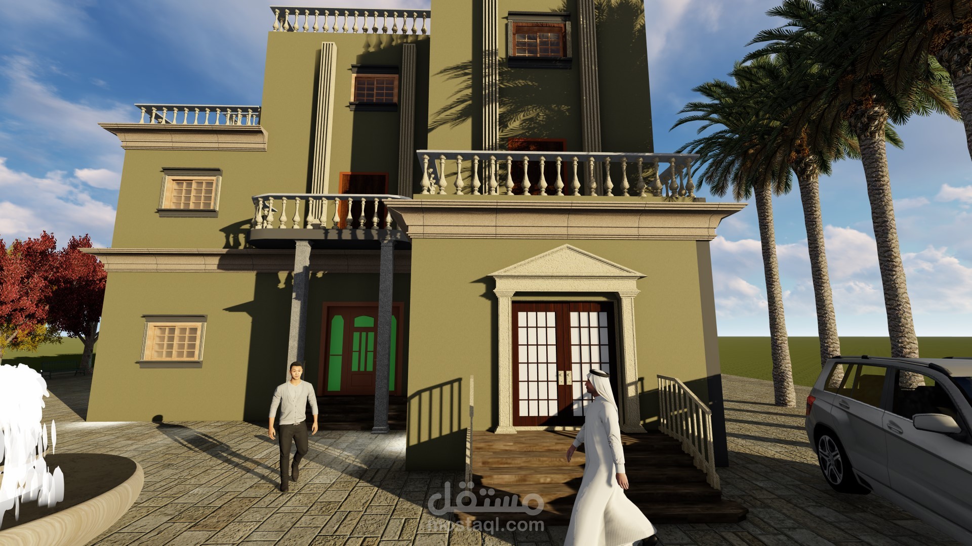 تصميم خارجي لفيلا علي الطراز الكلاسيكي