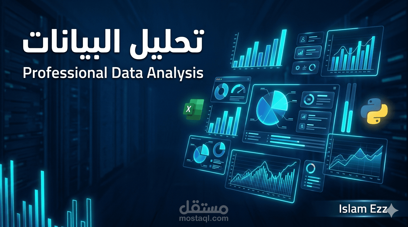 "سأقوم بتحليل بياناتك وإعداد تقارير احترافية باستخدام Excel و Power BI و Python"