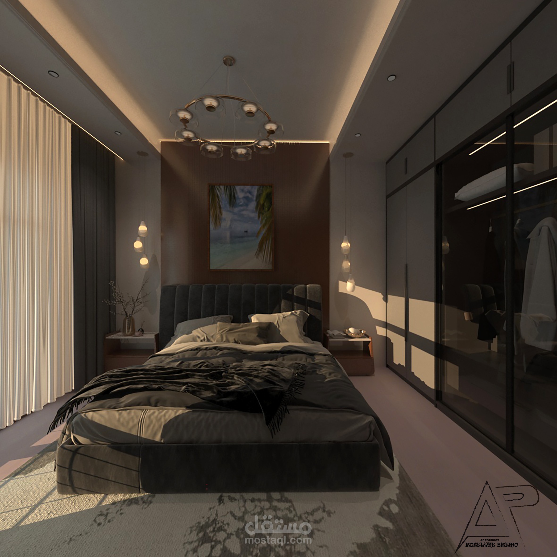 تصميم داخلي مودرن لغرفة نوم