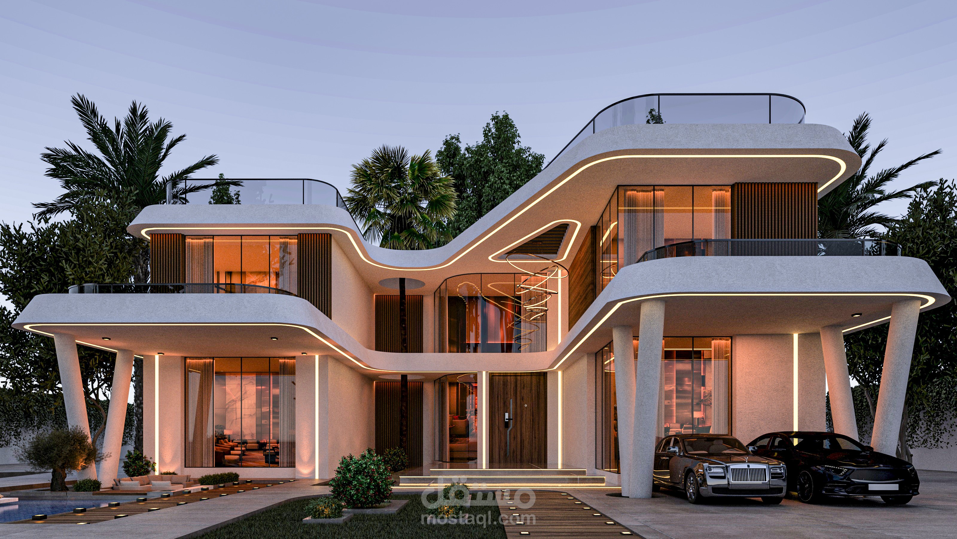 تصميم واجهات فلل بطراز موديرن