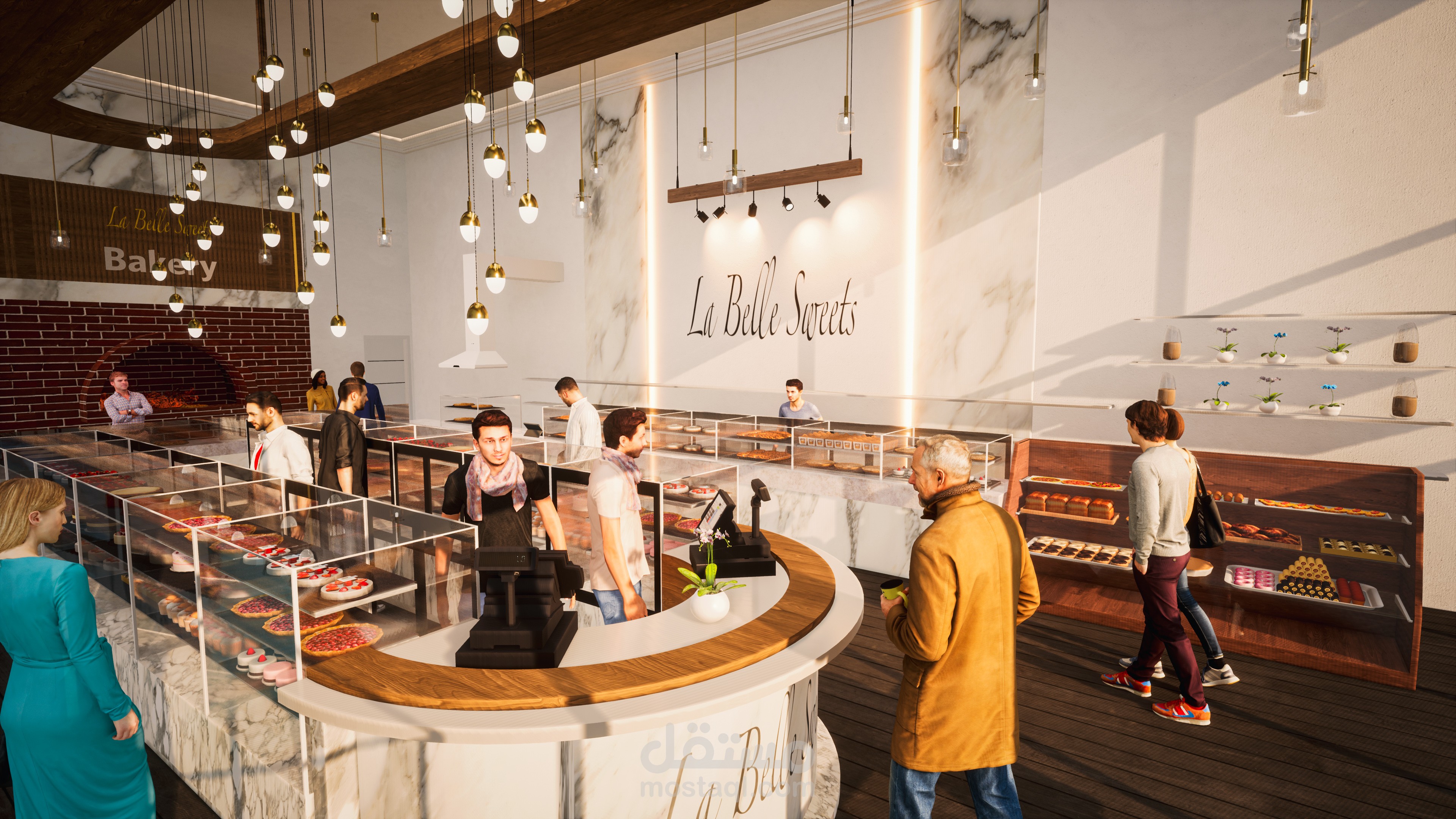 تصميم داخلى لمحل La Belle Sweets + فيديو انيميشن للمحل