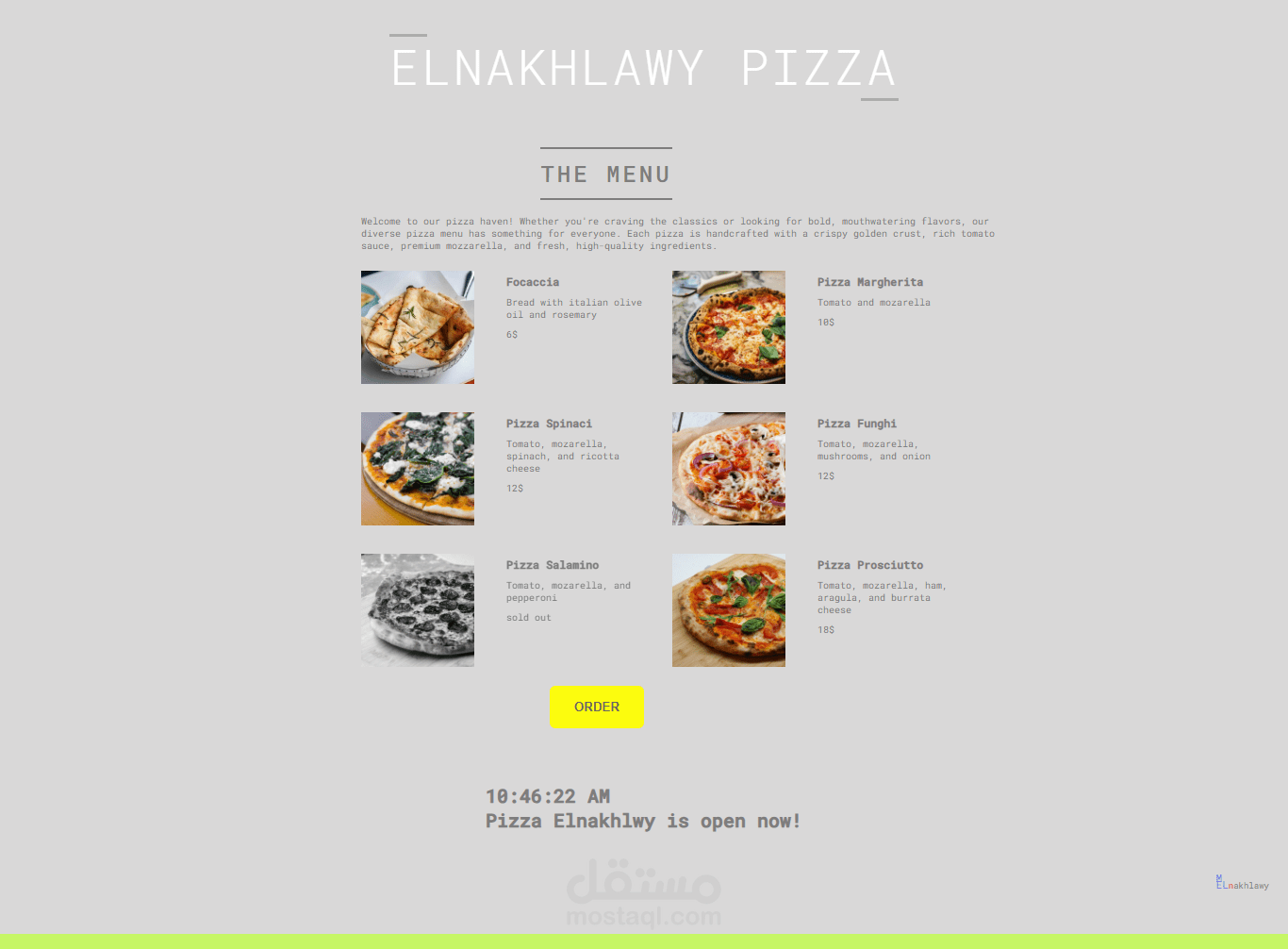 منيو لمطعم Menu