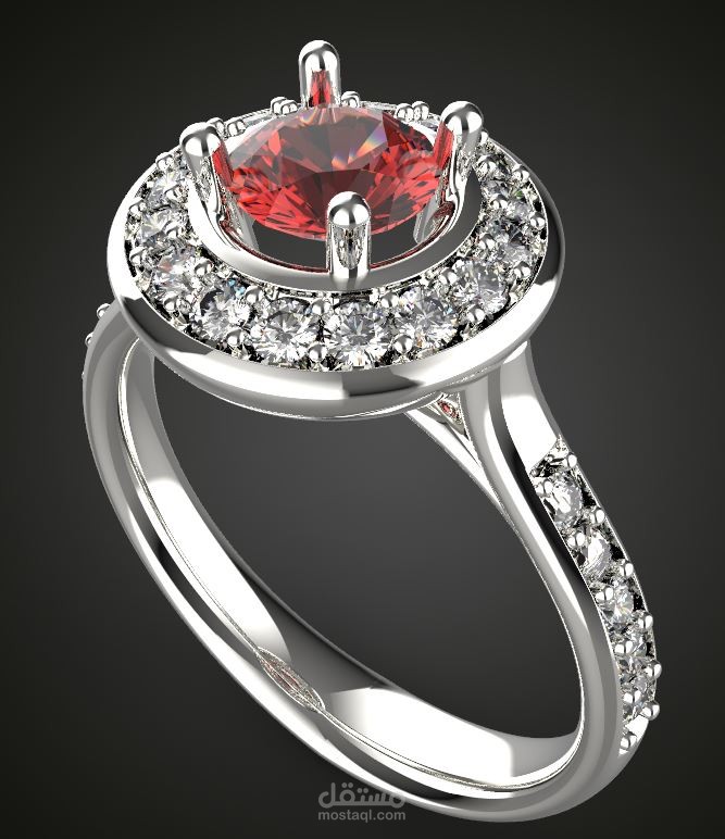 خاتم ألماظ بحجر روبي