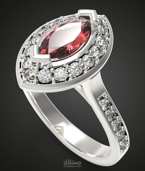 خاتم ألماظ بحجر ماركيز روبي