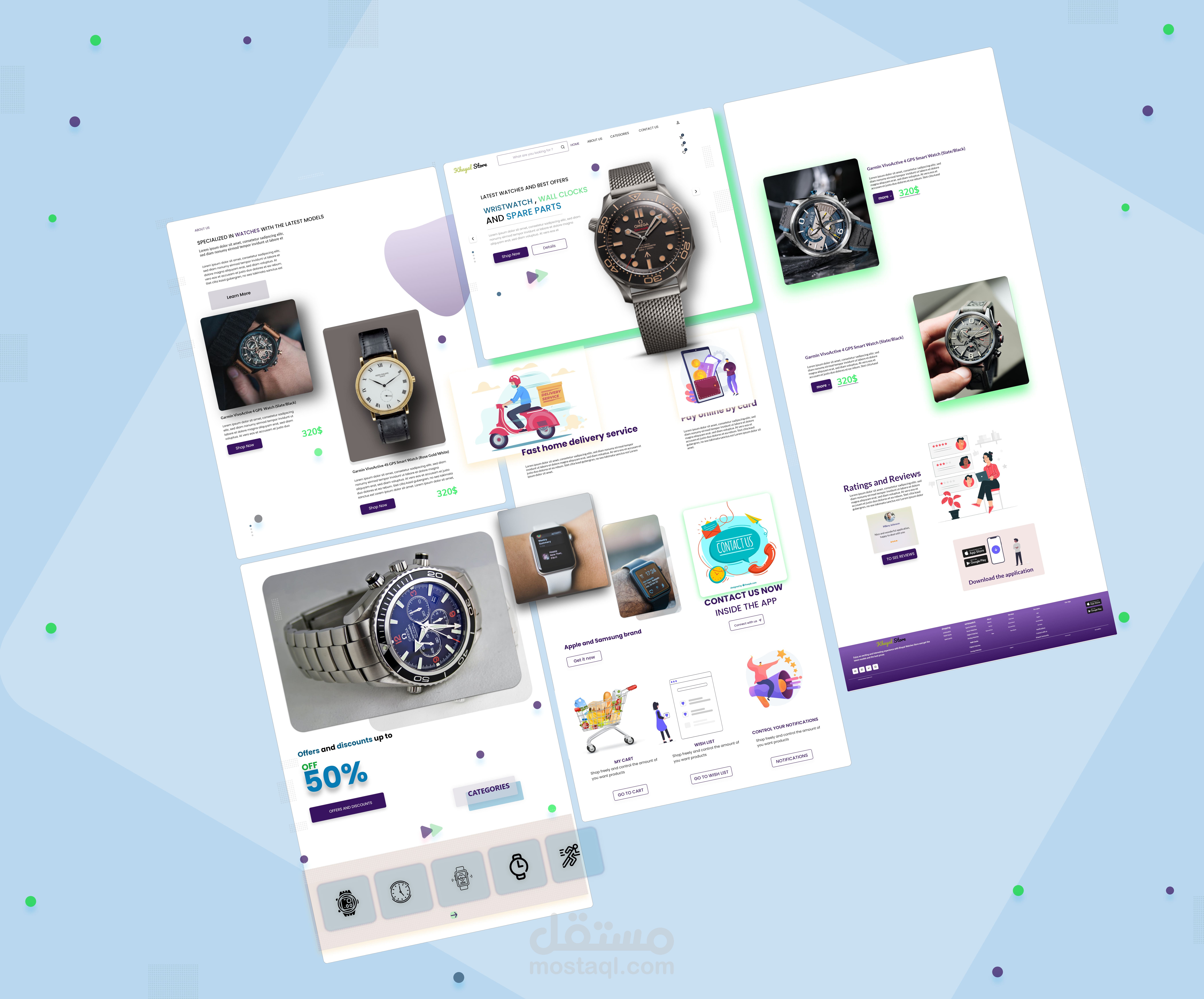 تصميم صفحة landing page لموقع خيال للساعات
