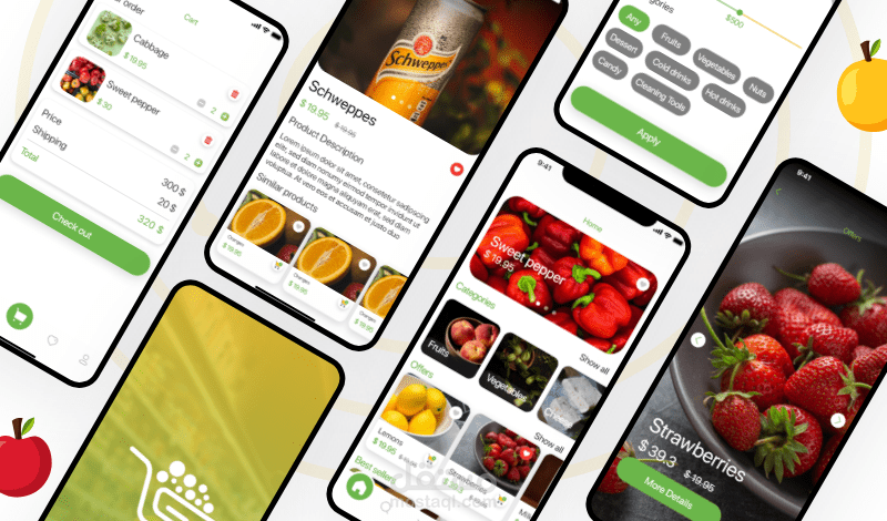 تصميم تجربة مستخدم UX و تصميم واجهة المستخدم UI باستخدام ادوبي اكس دي Adobe XD تطبيق بقالة افتراضية