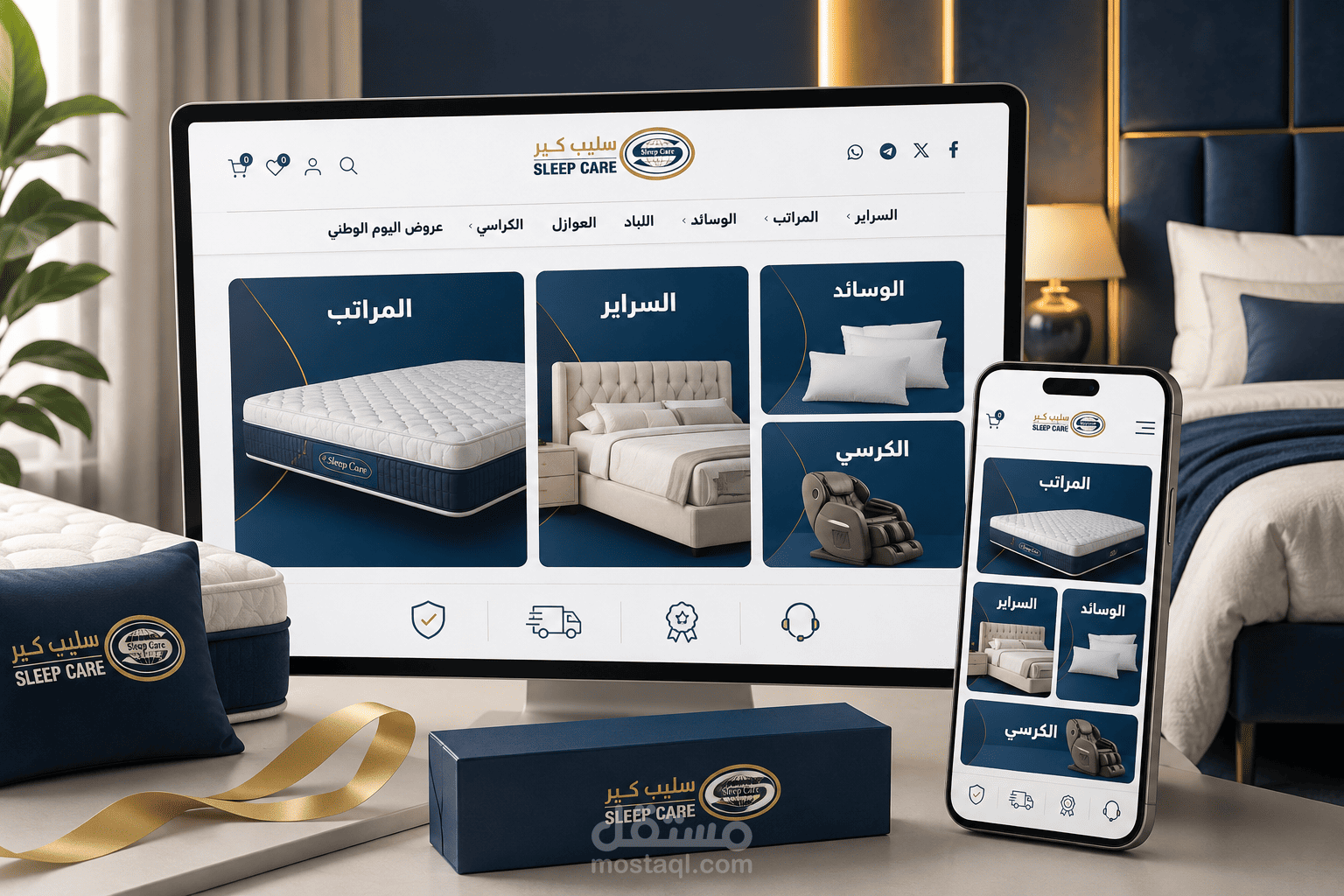 تصميم وتطوير متجر Sleep Care للمراتب والأسرّة على Shopify