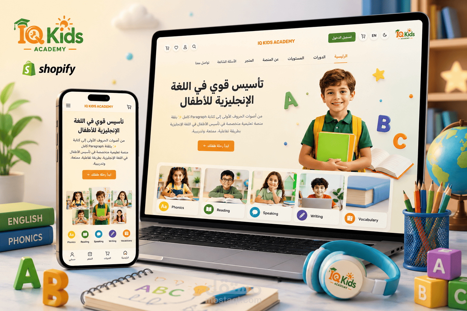 تصميم وتطوير منصة IQ Kids Academy لتعليم اللغة الإنجليزية للأطفال