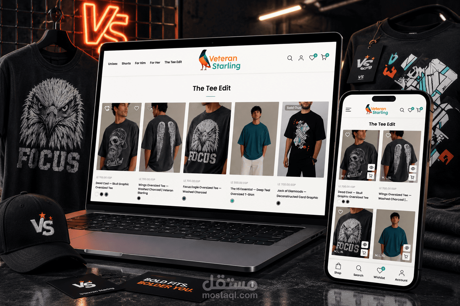 تصميم وتطوير متجر Veteran Starling للأزياء والـ Streetwear على Shopify