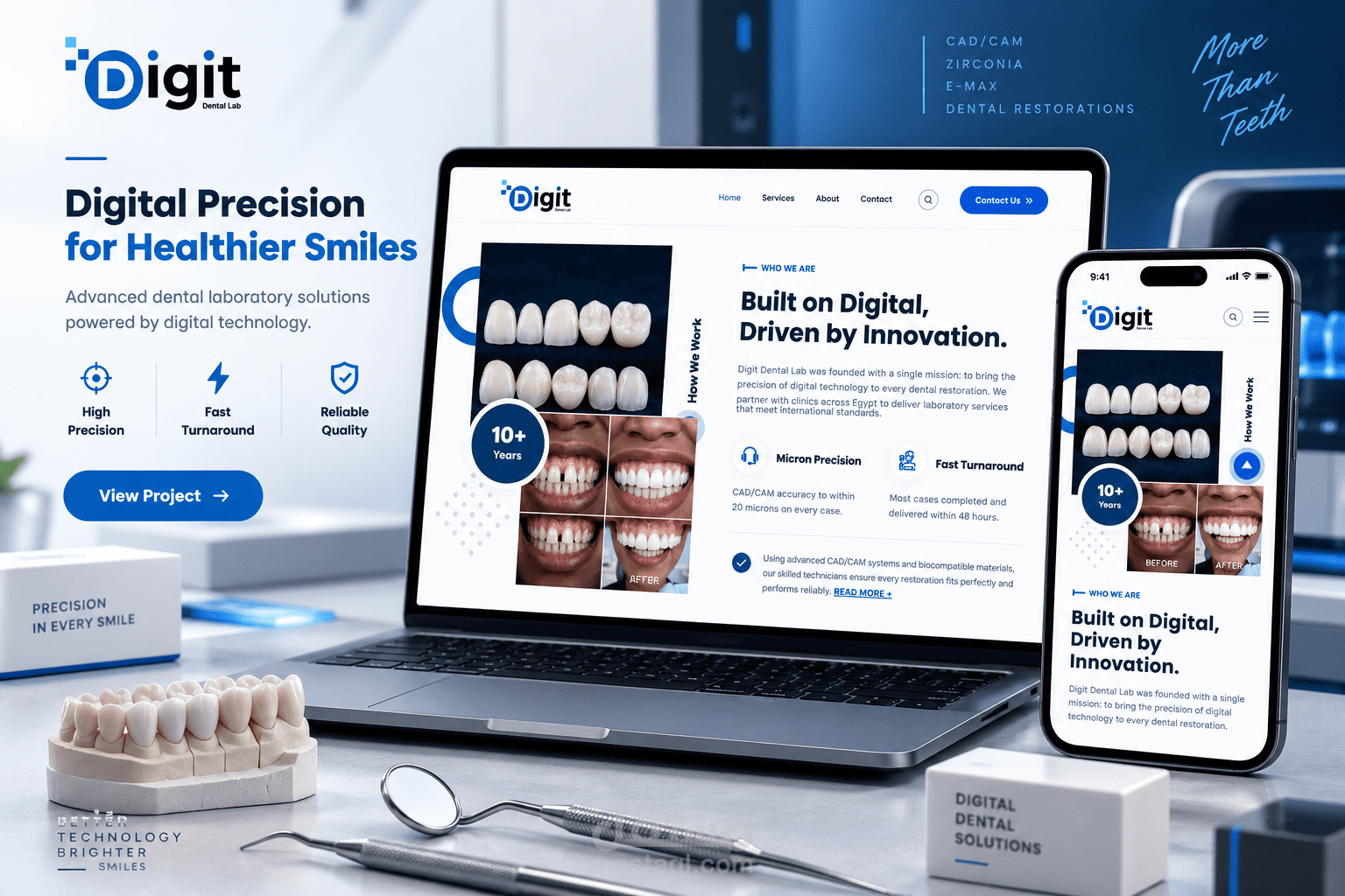 تصميم وتطوير موقع Digit Dental Lab لمعمل أسنان رقمي