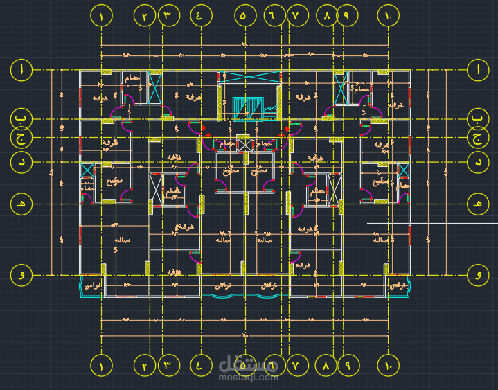 المسقط المعماري للدور المتكرر في برج سكني