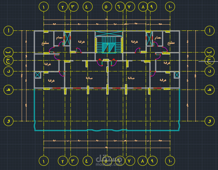 المسقط المعماري للدور الاخير في برج سكني