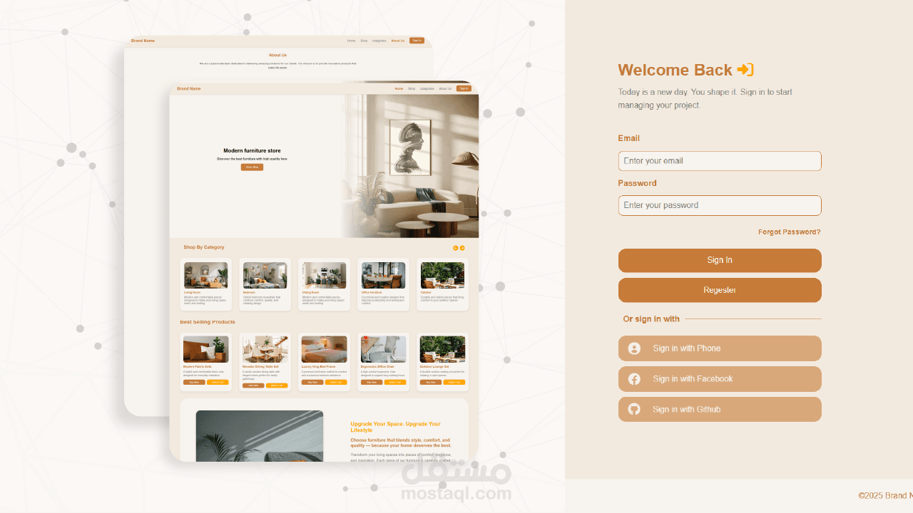 تصميم واجهة موقع إلكتروني كاملة باستخدام HTML وCSS