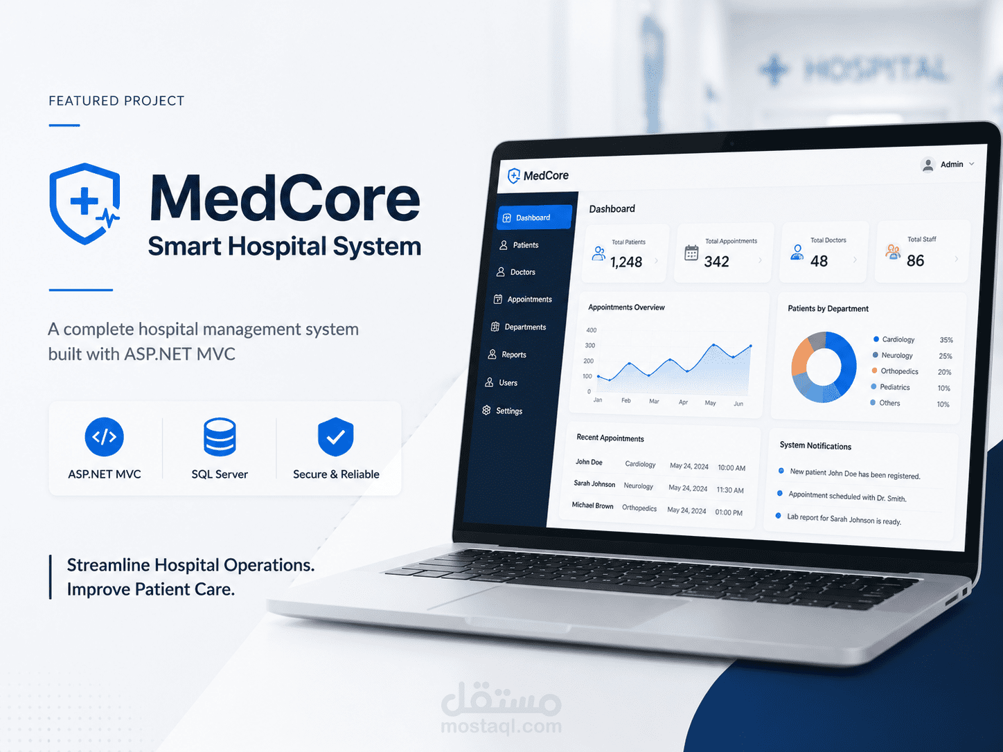 نظام "MedCore" الذكي لإدارة المستشفيات والعيادات الطبية