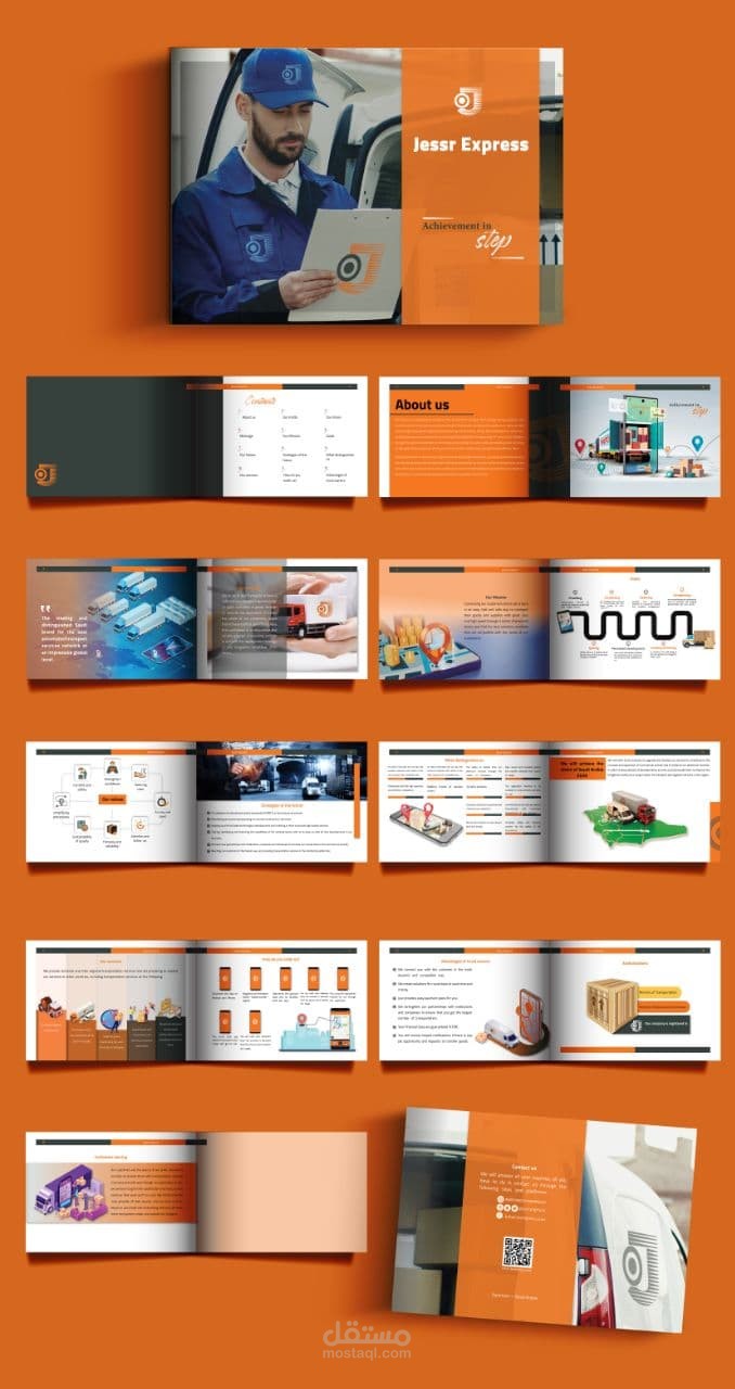 كتابة وتصميم بروفايل شركة جسر للنقليات