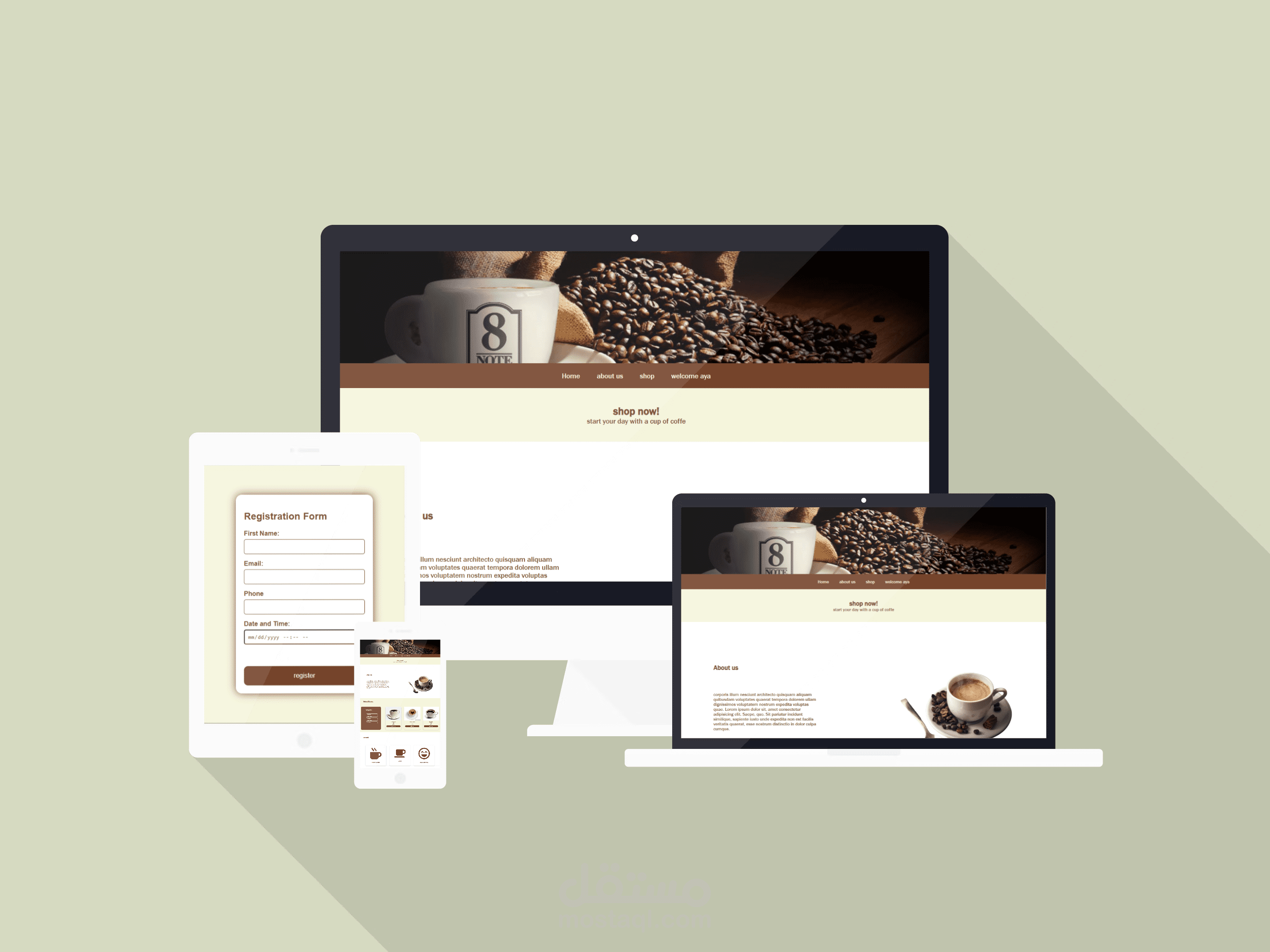 انشاء صفحة هبوط لموقع بيع قهوة وربطها بفورم تسجيل دخول باستخدام HTML , CSS, JS