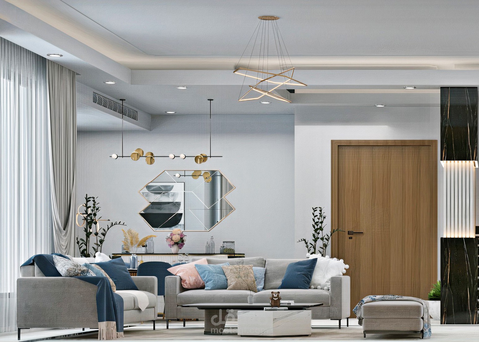 تصميم غرفة المعيشة لفيلا بالسعودية