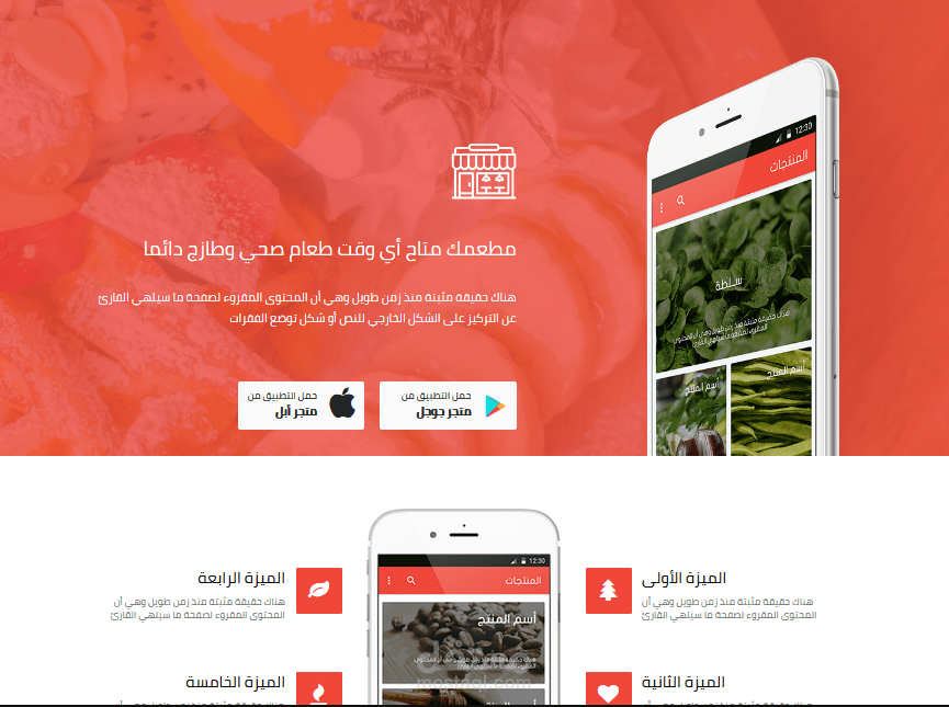 صفحة هبوط تعريفية عن التطبيق الخاص بعملك أو متجرك