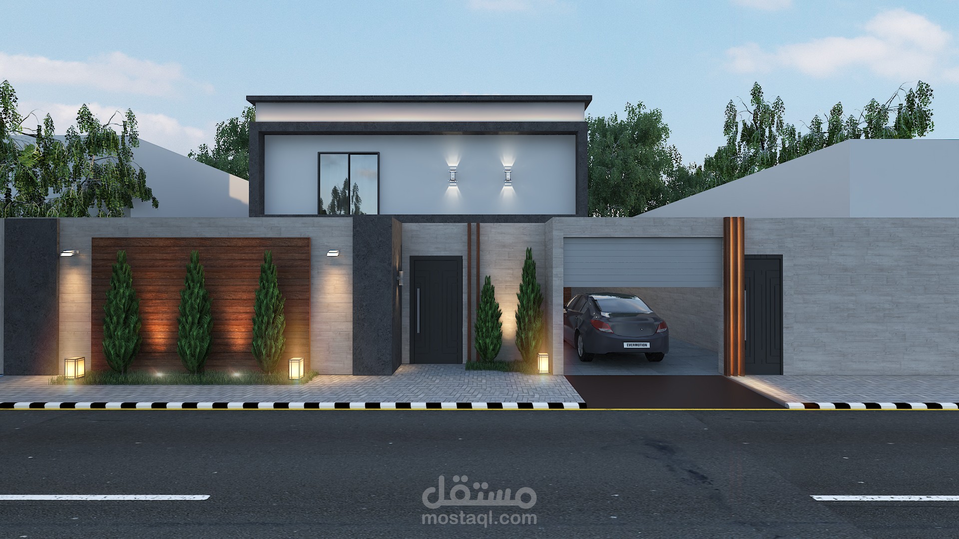 تصميم خارجي مودرن لفيلا سكنية في السعودية