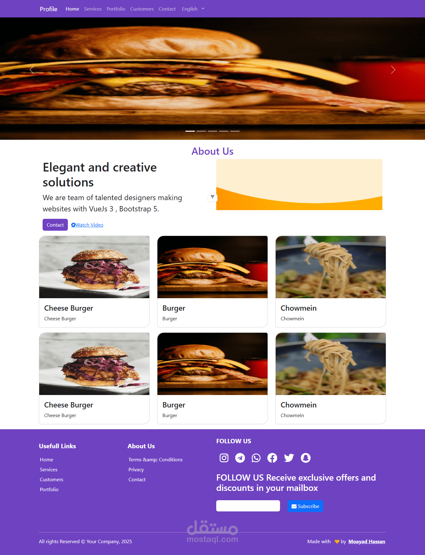 موقع تعريفي متعدد اللغات_بإستخدام VueJS 3 + Bootstrap 5 + Aos Animation