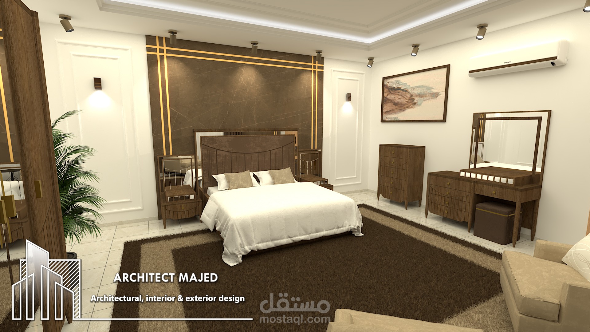 تصميم داخلي لغرفة نوم رئيسية