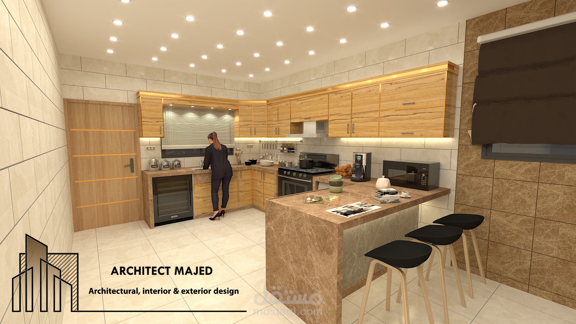 تصميم داخلي لمطبخ خشبي