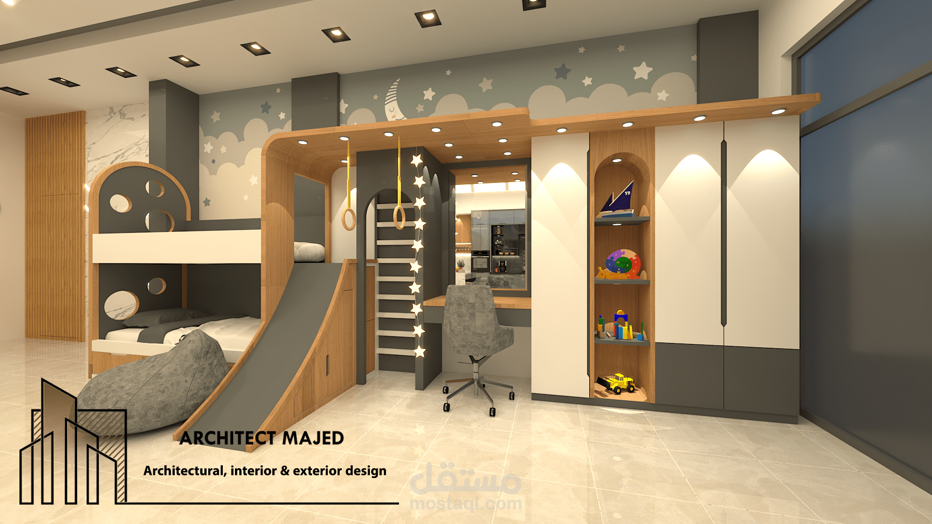 تصميم غرفة أولاد لمعرض مفروشات