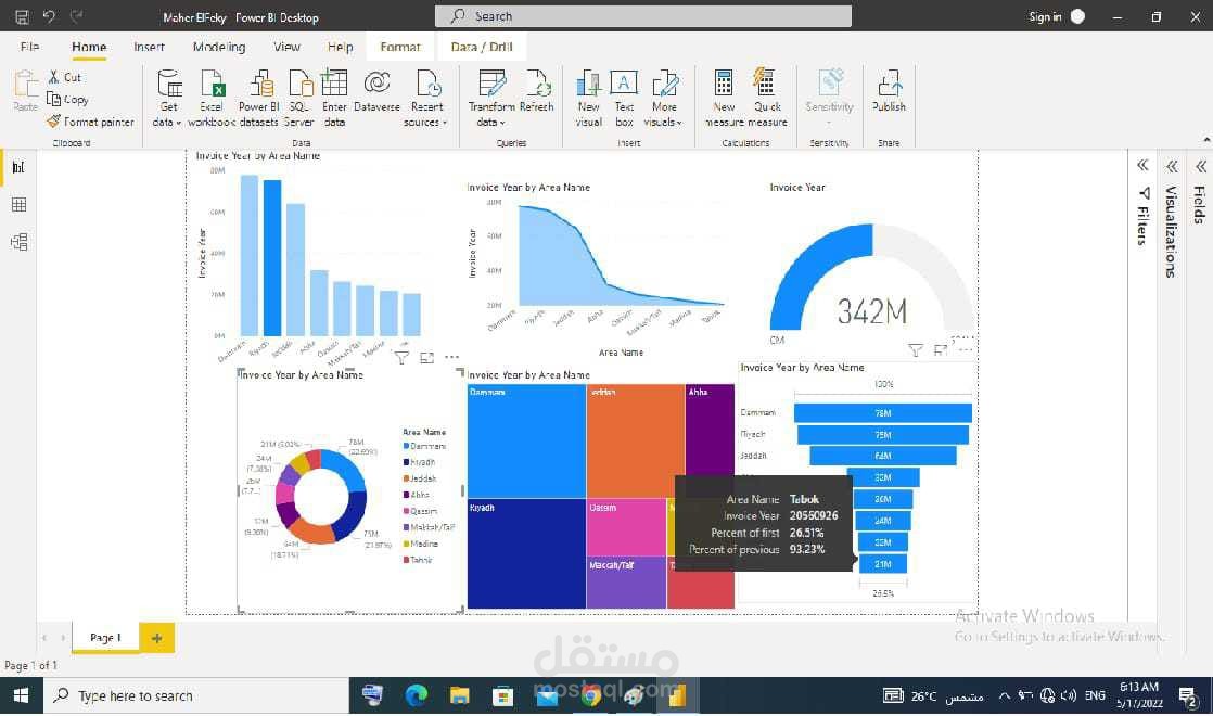 عرض التقارير باستخدام برنامج Excel and power bi