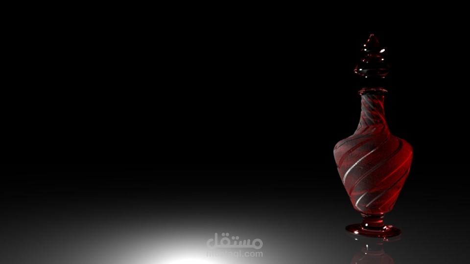 رندر ثلاثي الأبعاد لزجاجة عطر