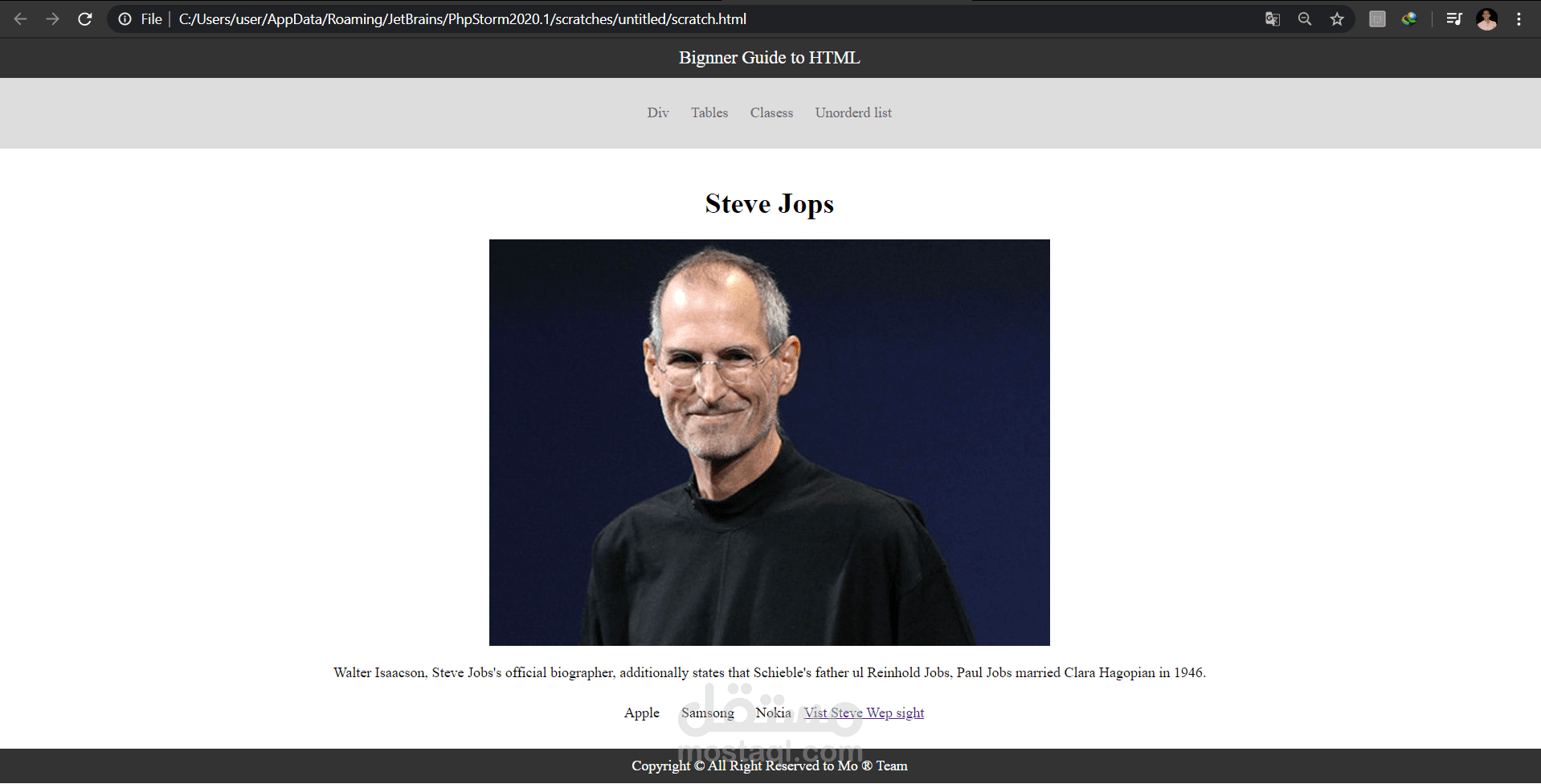 تطبيق بسيط علي استخام ال HTML , CSS