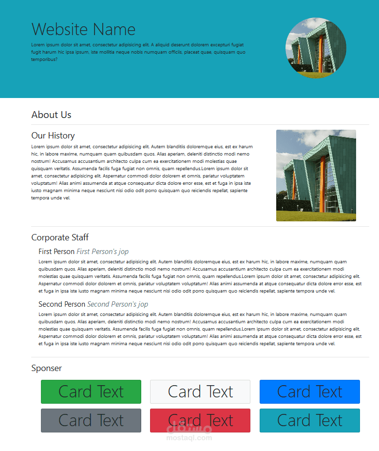 تصميم متجاوب بواسطه HTML, Bootstrap