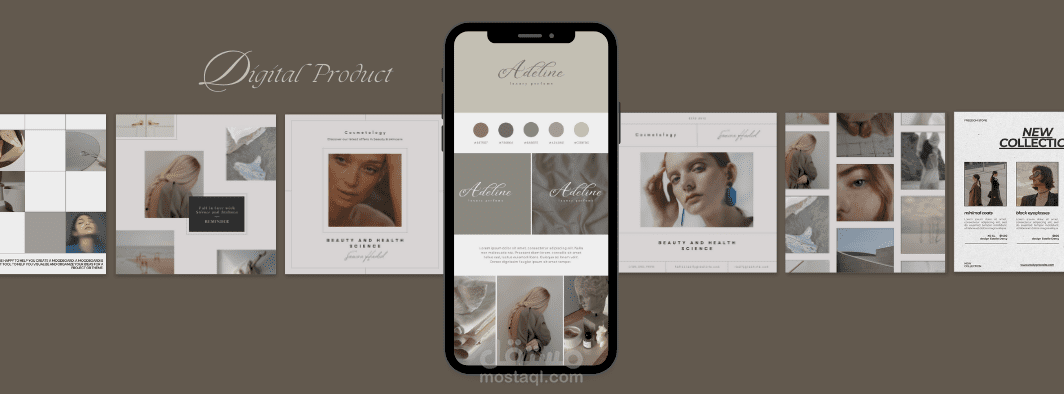 Beige Brown Aesthetic Minimalist Digital Product Facebook Cover