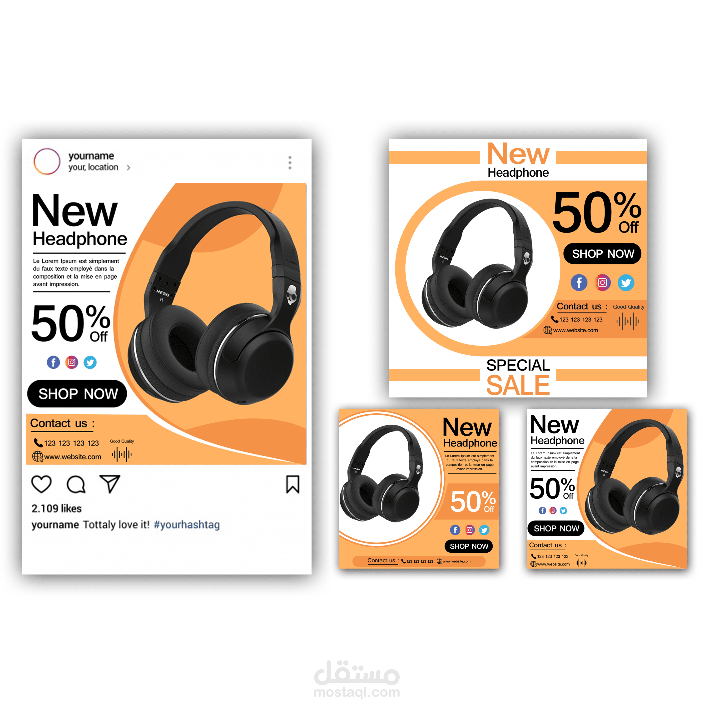 تصميم بوستات سوشيال مديا لسماعات