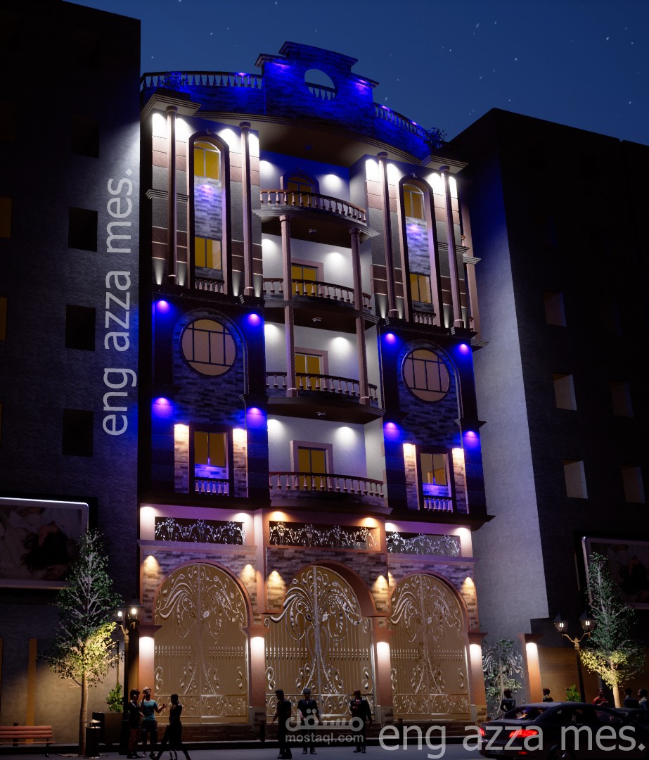 لقطة ليلية لعمارة سكنية