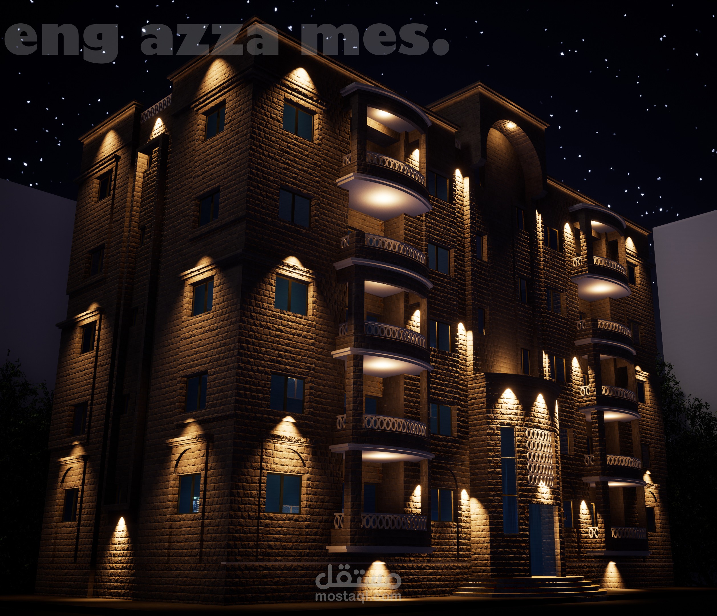 اضاءة ليلية لعمارة سكنية