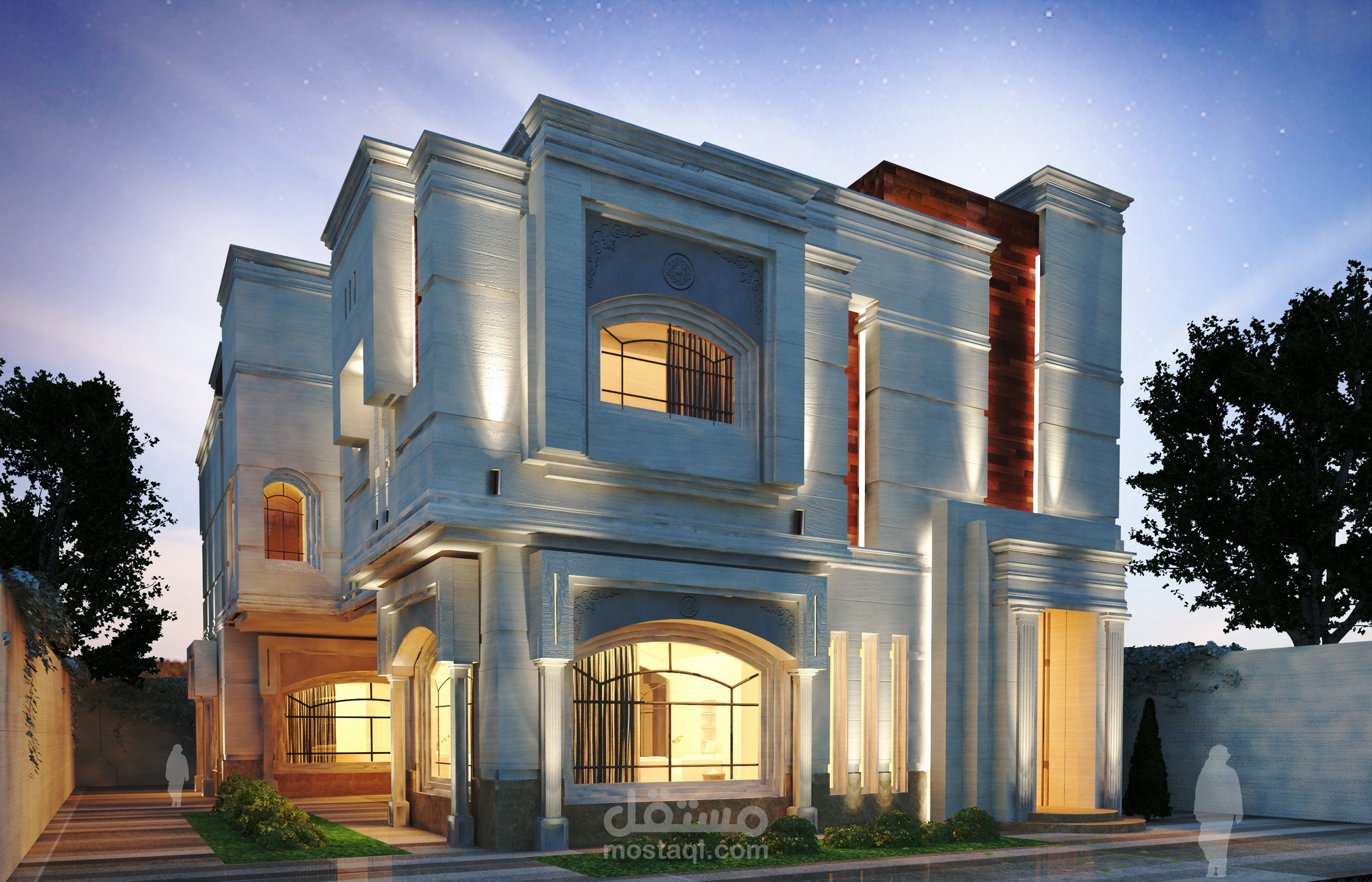 تصميم واجهات لفيلا على طراز موديرن كلاسيك