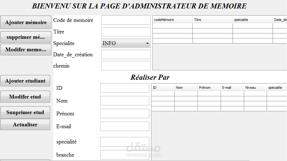 application client/server de gestion bd de mémoire des etudiants
