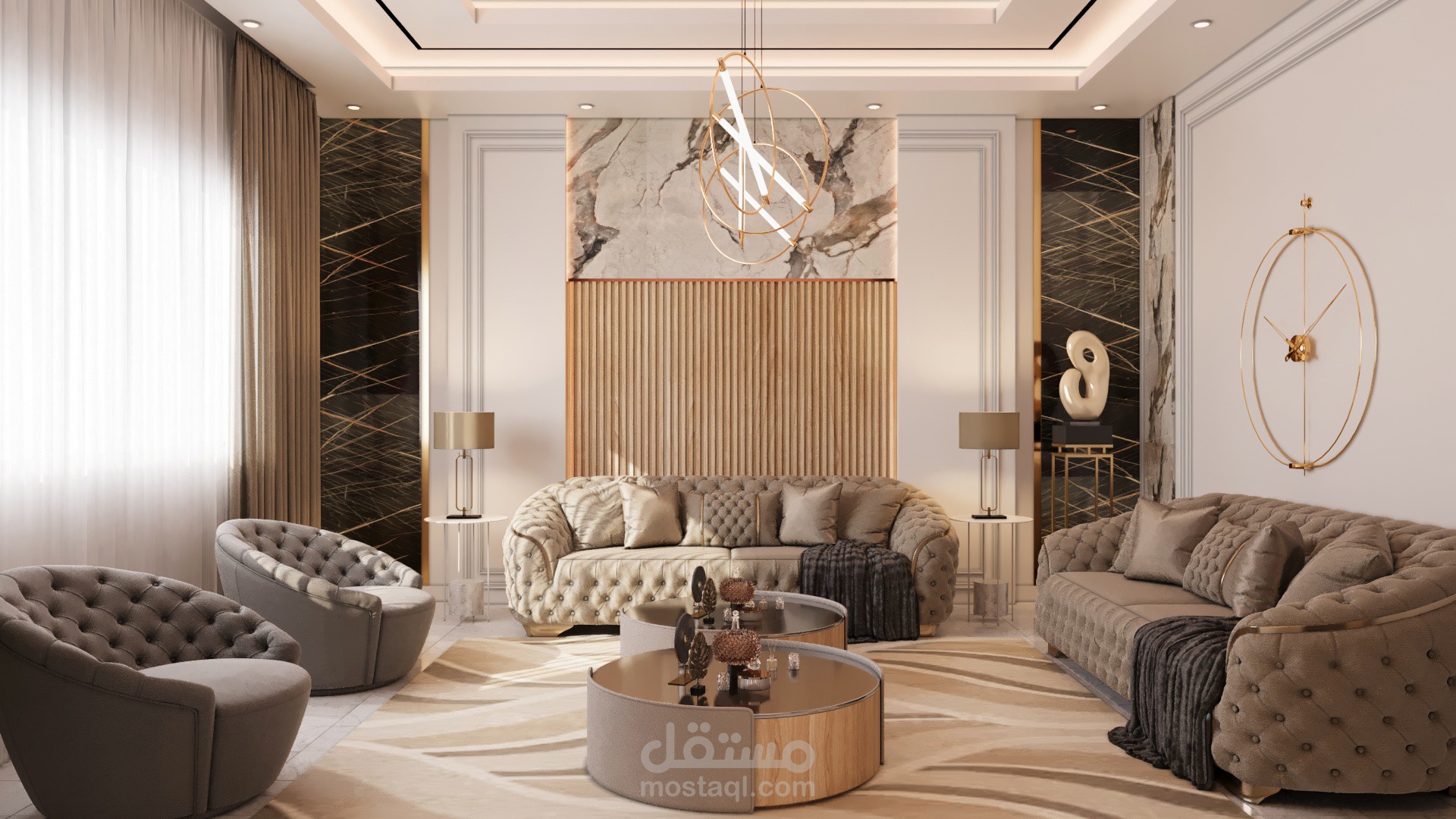 تصميم داخلي لغرفة معيشة