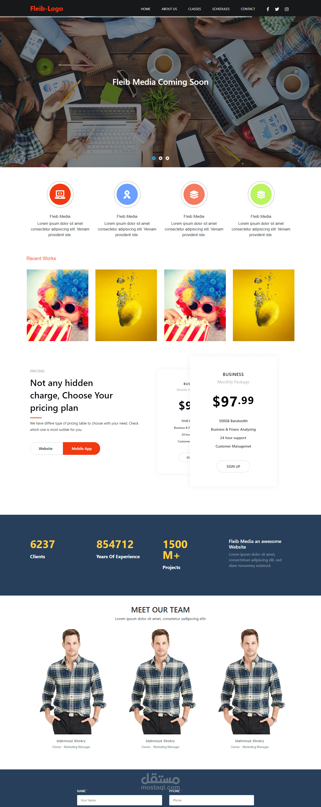 تصميم صفحة هبوط لموقع الكترونى  (Landing Page)