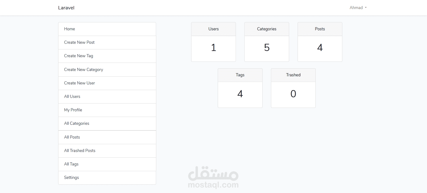 Blog with Admin Panel using Laravel and Bootstrap