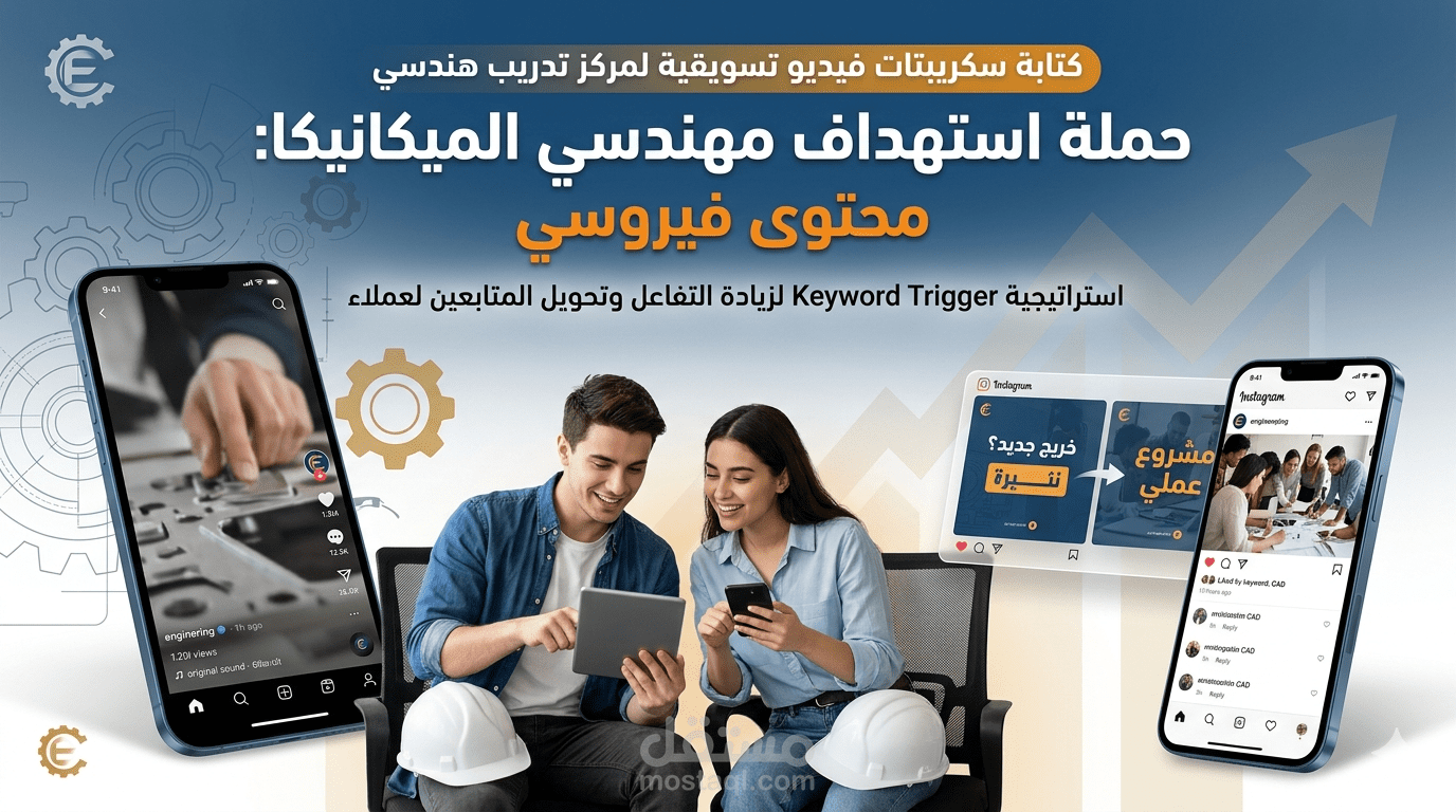 كتابة سكريبتات فيديو تسويقية (Viral Content) لمركز تدريب هندسي