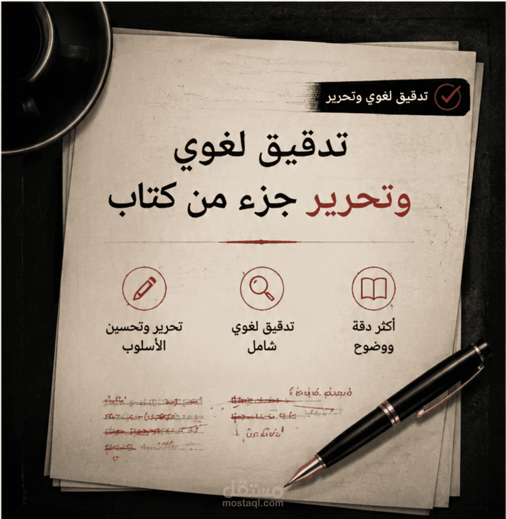 تدقيق لغوي وتحرير احترافي لجزء من كتاب | تحسين الأسلوب وإعادة الصياغة