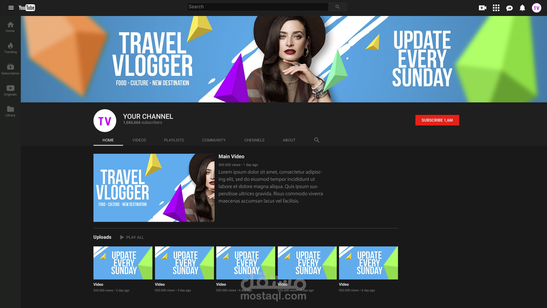 تصميم غلاف youtube احترافي