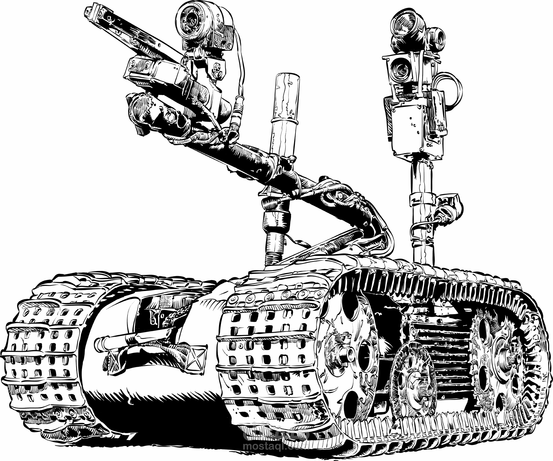 رسمة لروبوت متخصص في تفكيك المتفجرات