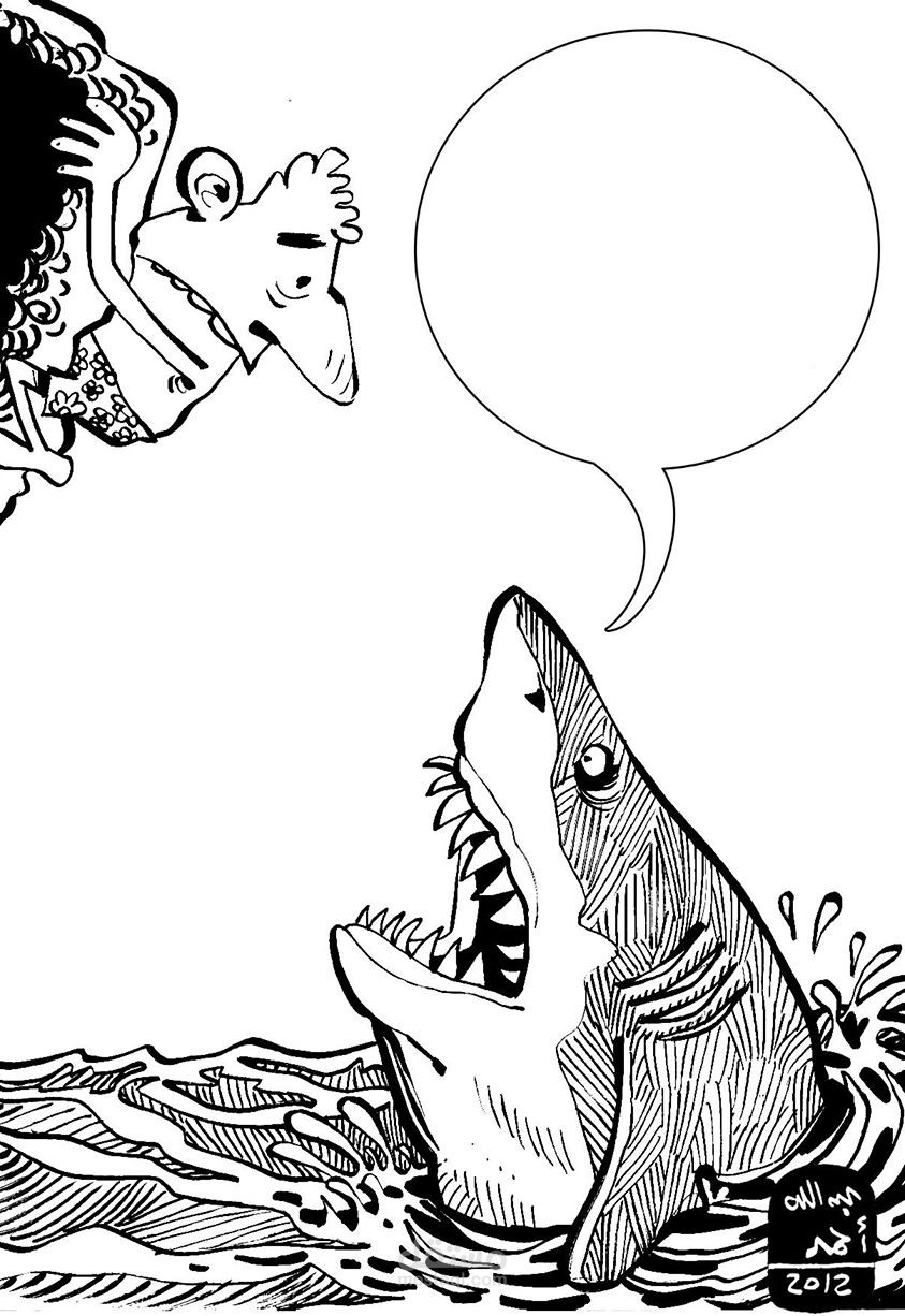 رسم كارتوني لسمكة قرش