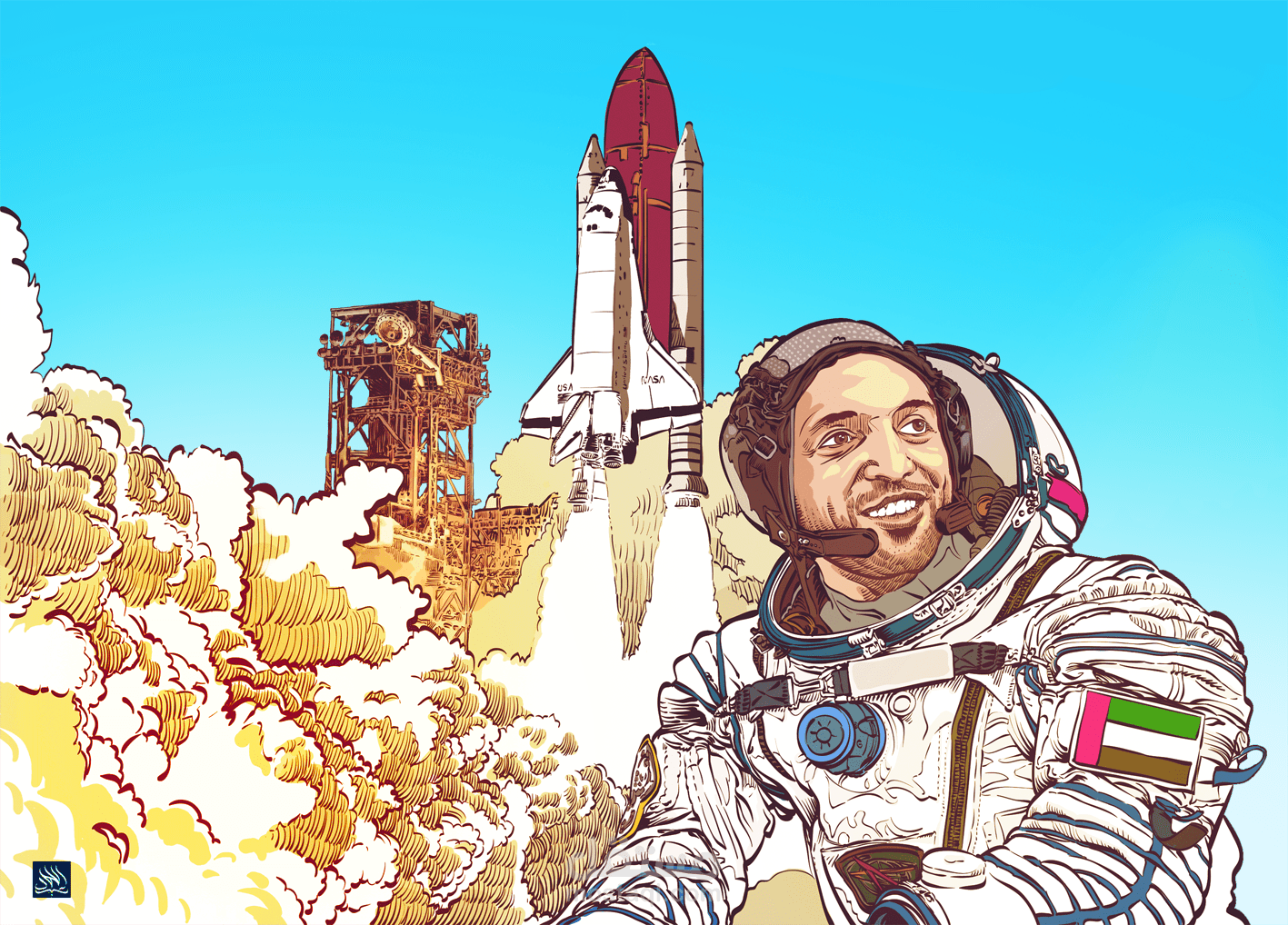 رسمة لرائد فضاء عربي