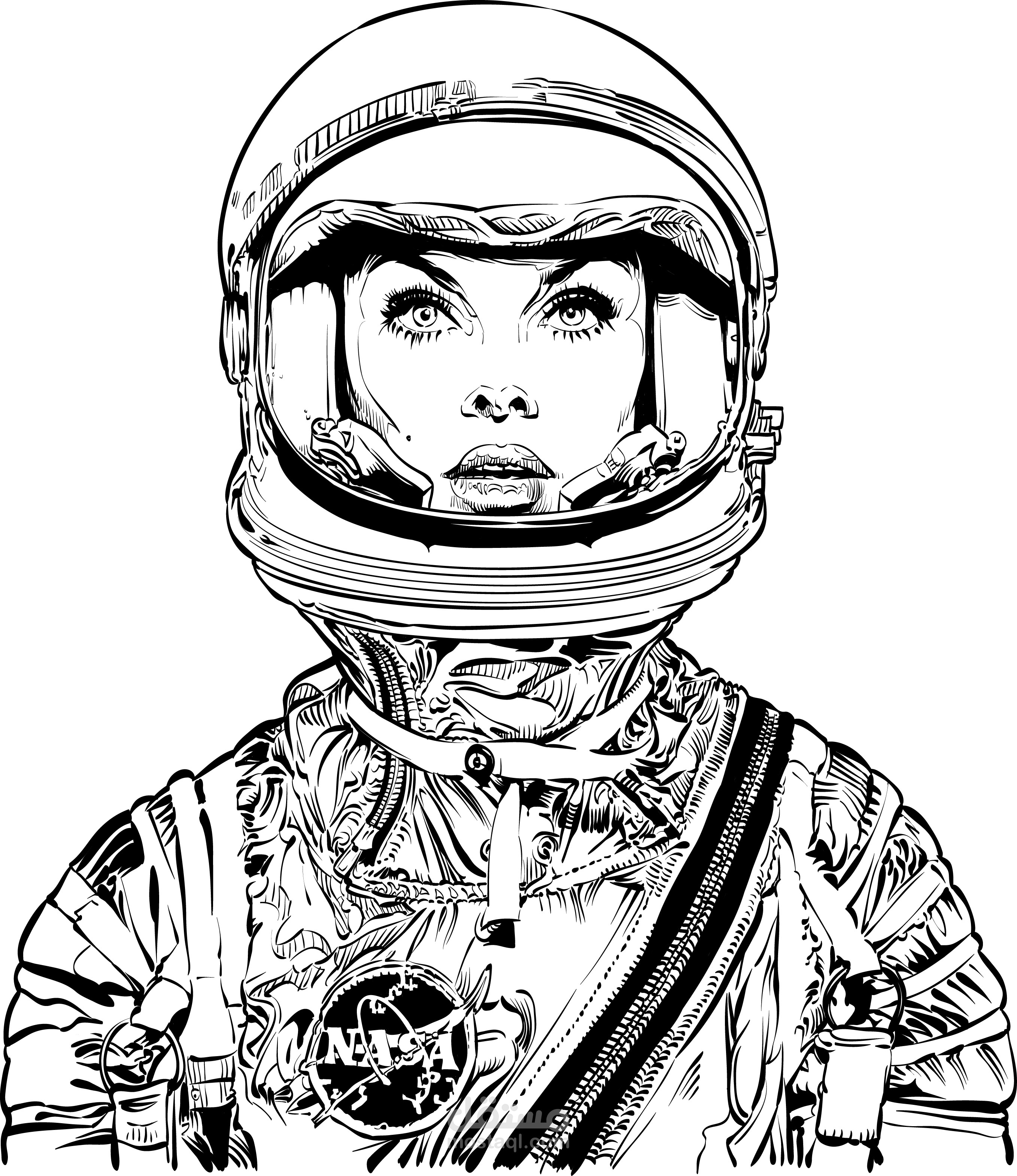 رسم وتصميم لرائدة فضاء