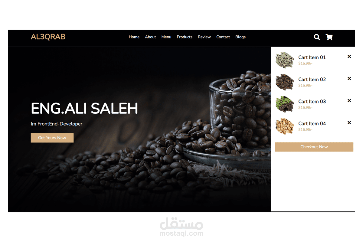 برمجة الواجهات الامامية(صفحة هبوط/متجر قهوة)