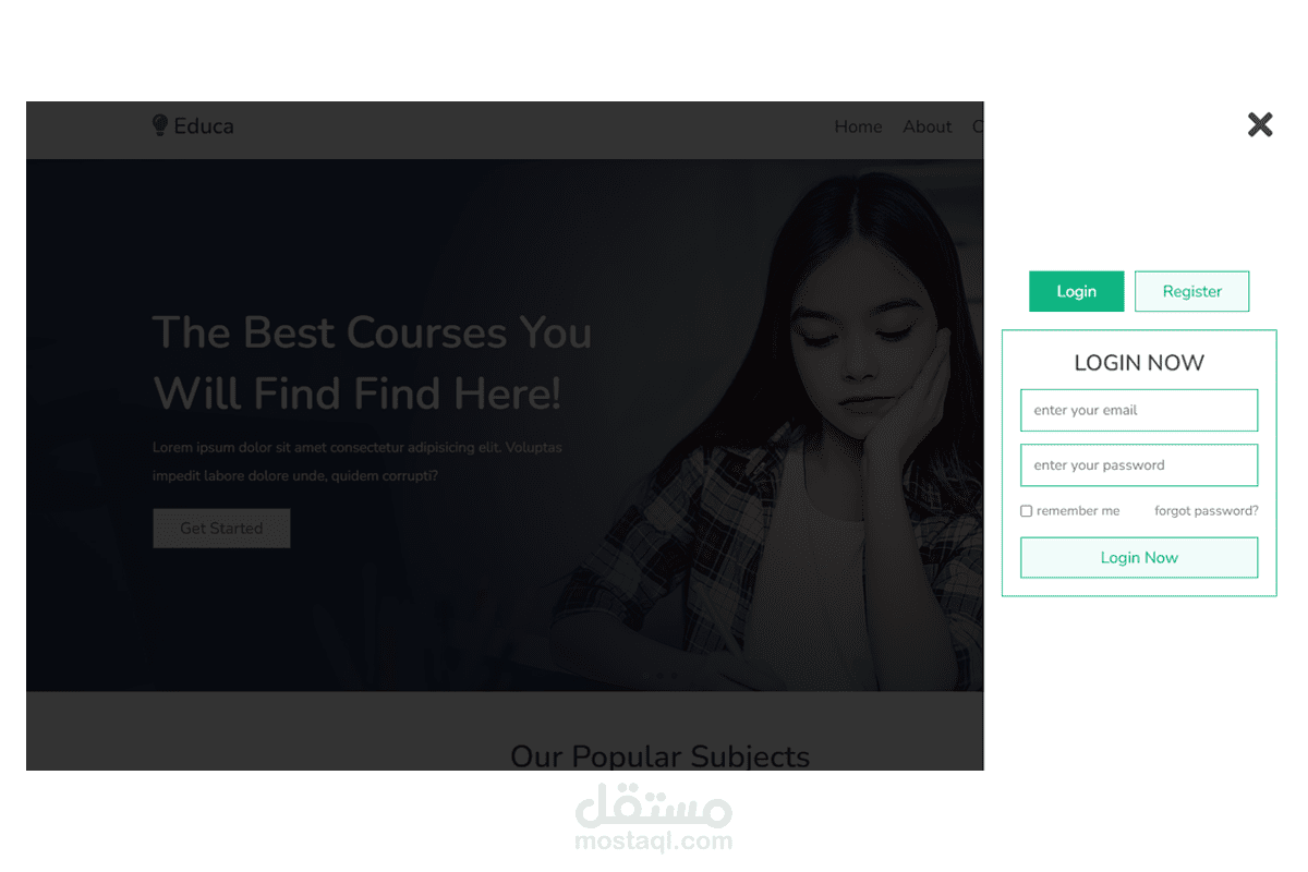 برمجة الواجهات الامامية (موقع متعدد الصفحات(موقع تعليمي))