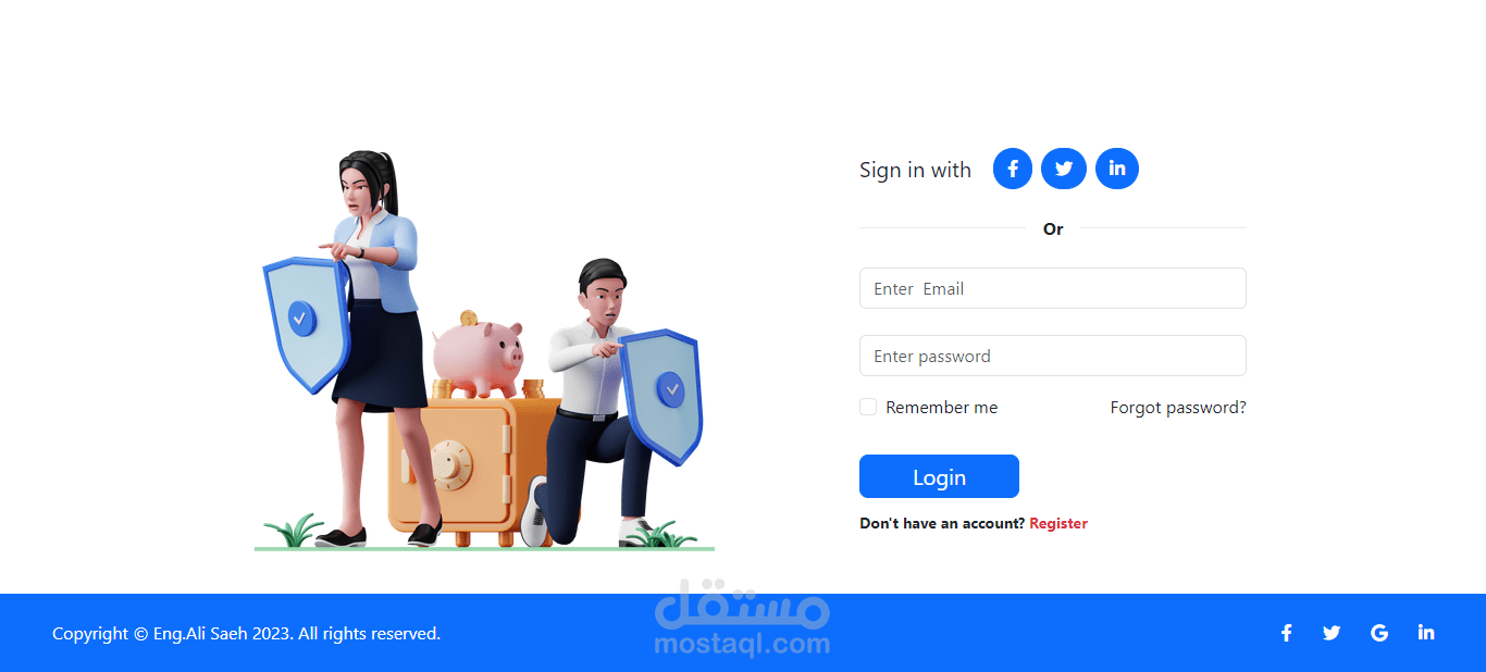 برمجة صفحة تسجيل دخول باستخدام (Html,Css,Bootstrab) متوافقة مع جميع الشاشات